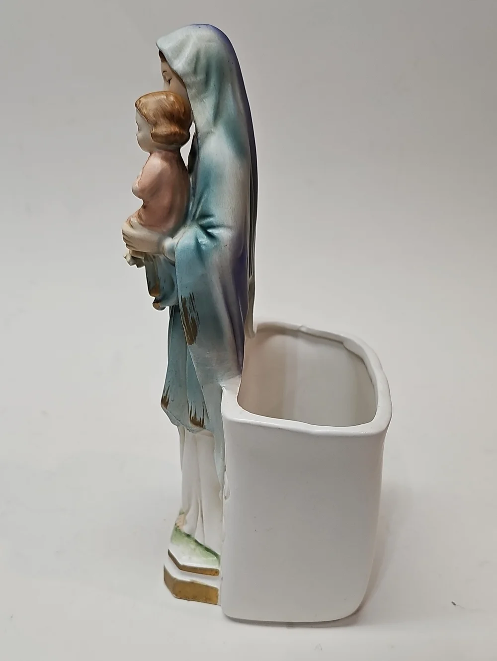 Midcentury Napcoware Porcelain Virgin Mary Madonna + Child Statue Planter R-6980